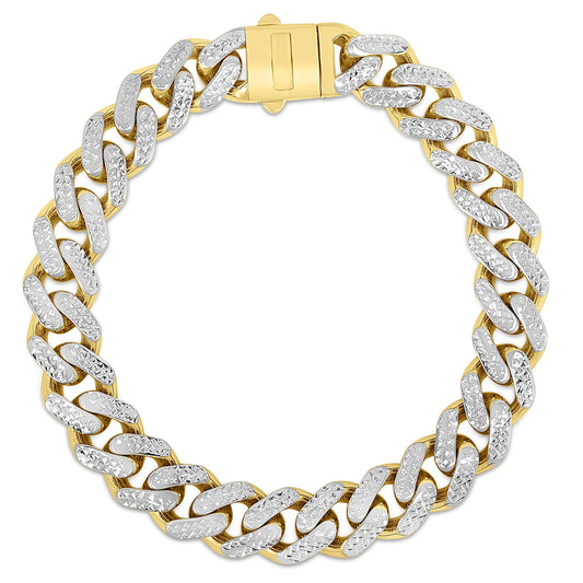 14K Gold 11.5mm White Pave Lite Miami Cuban - Johnny Dang & Co