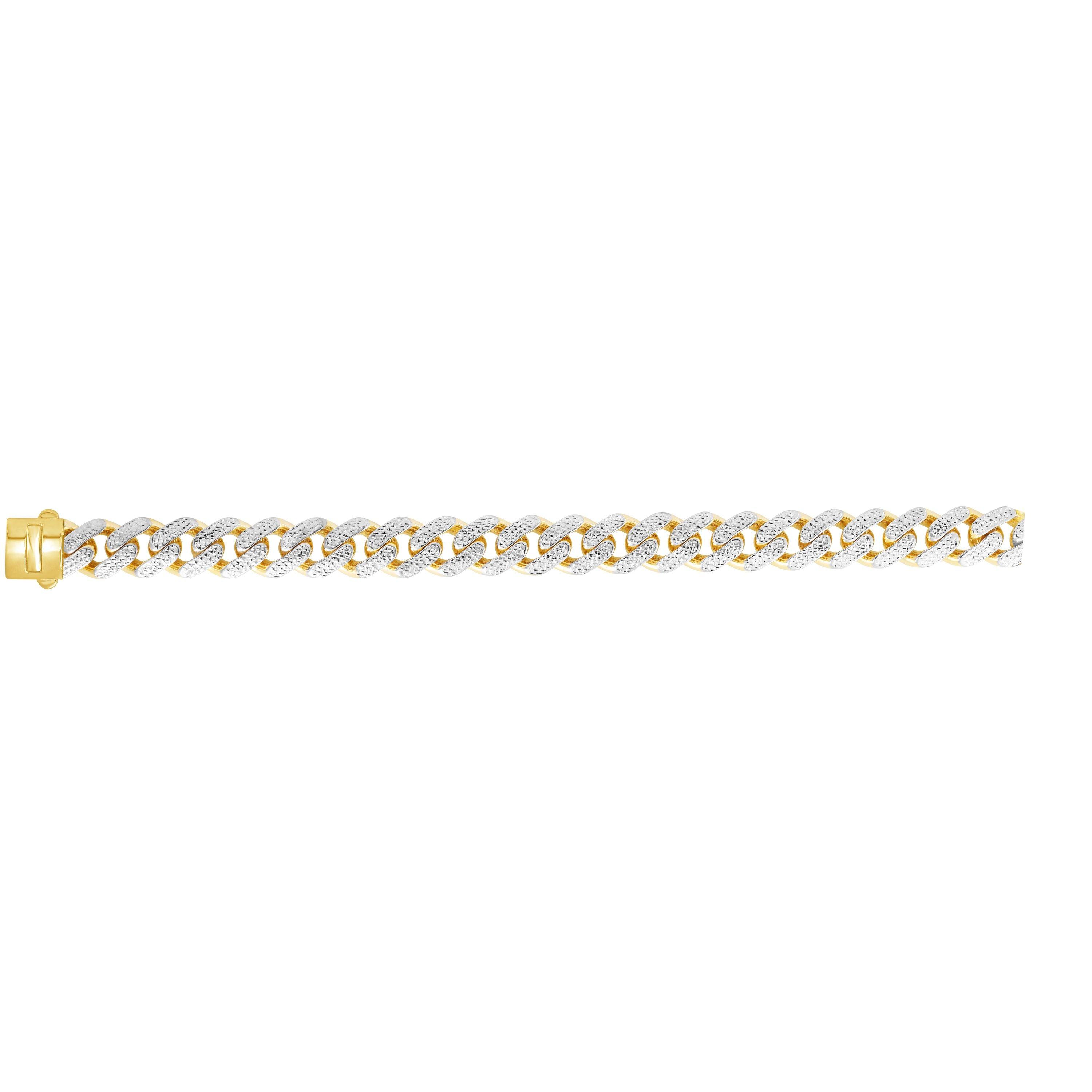 14K Gold 13.5mm White Pave Lite Miami Cuban - Johnny Dang & Co
