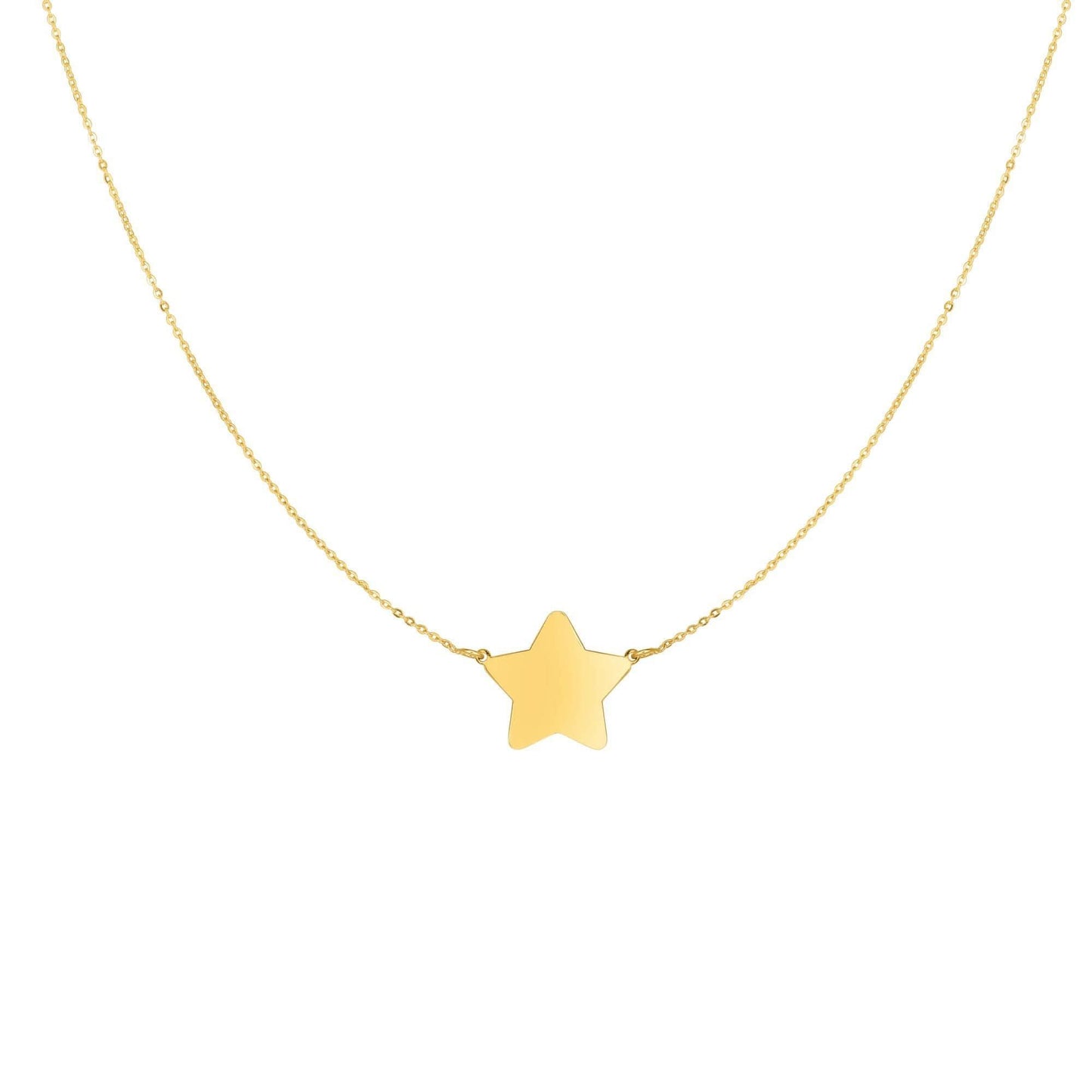 14kt Gold 18 inches Yellow Finish 1x11x13mm Shiny Flat Extendable Star Length Necklace with Spring Ring Clasp - Johnny Dang & Co
