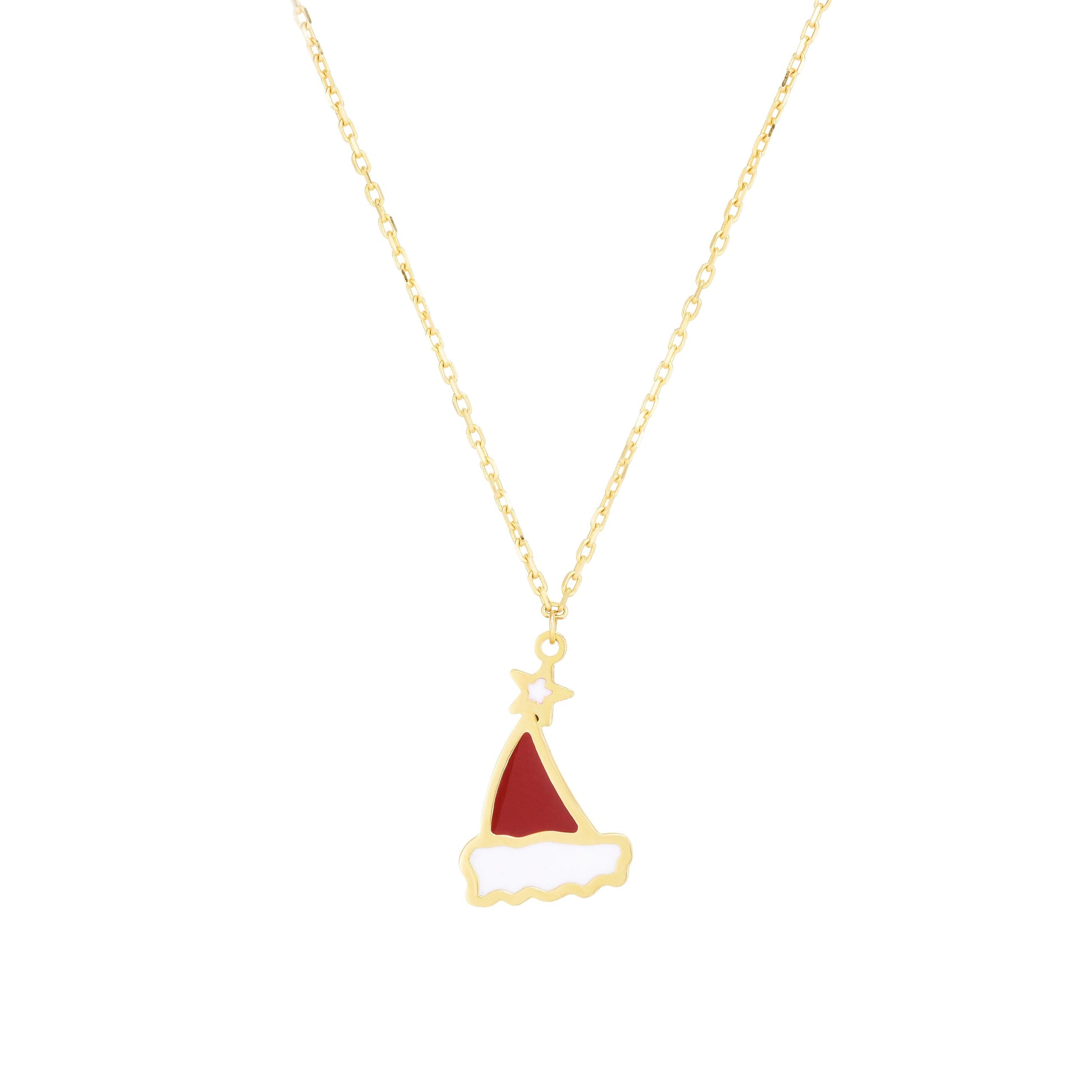 14K Gold Santa Hat Necklace - Johnny Dang & Co