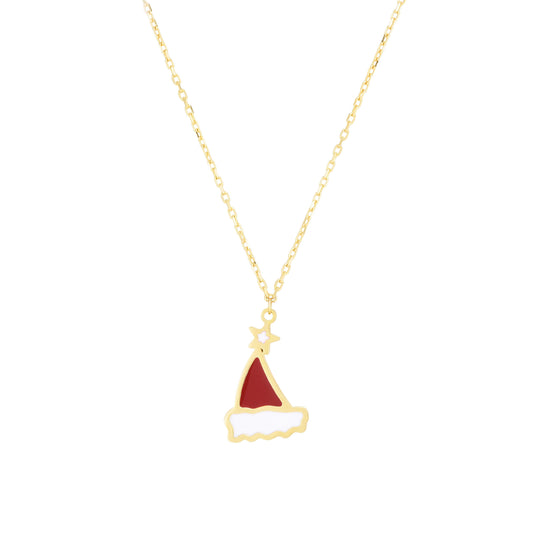 14K Gold Santa Hat Necklace - Johnny Dang & Co