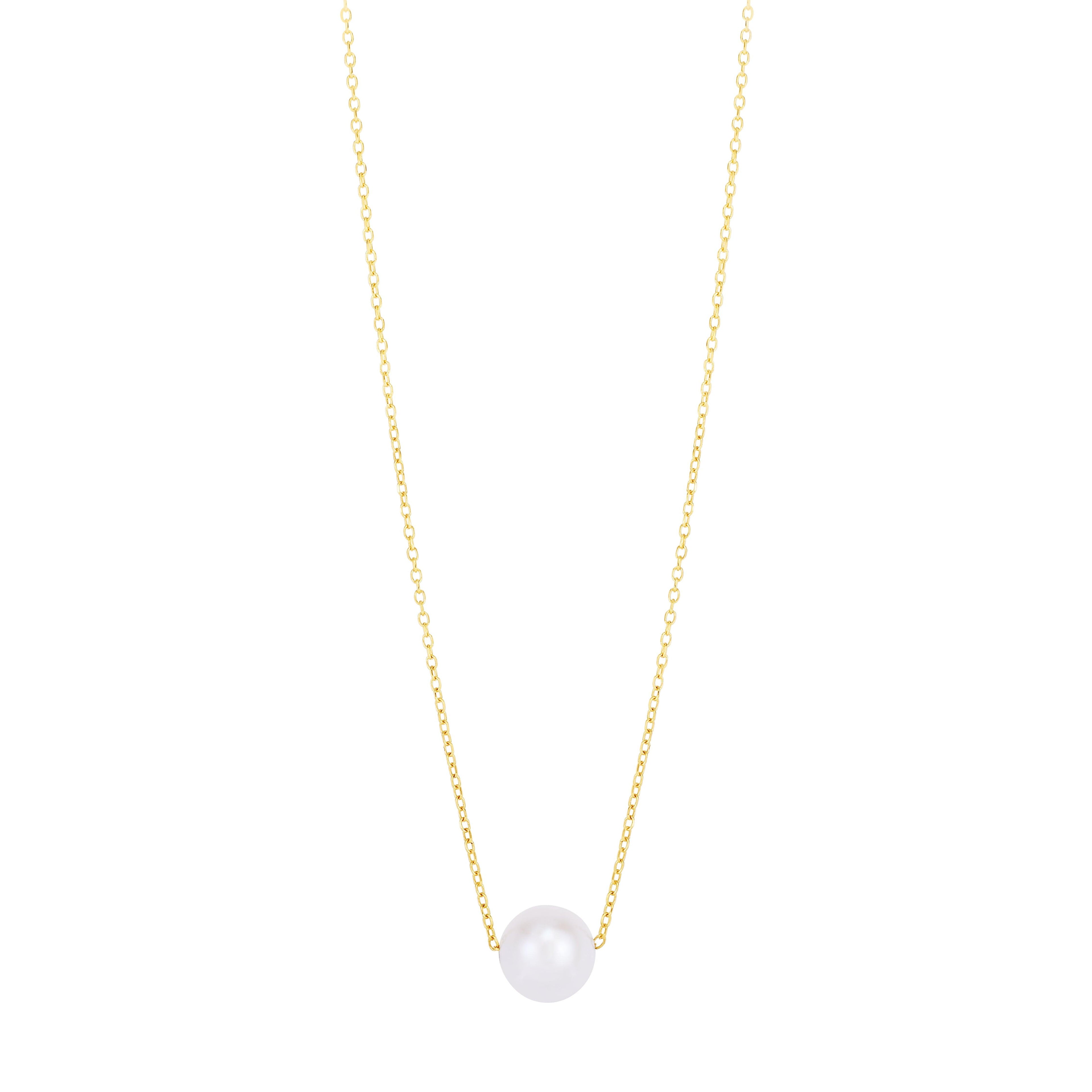 14K Pearl Necklace Solitaire - Johnny Dang & Co