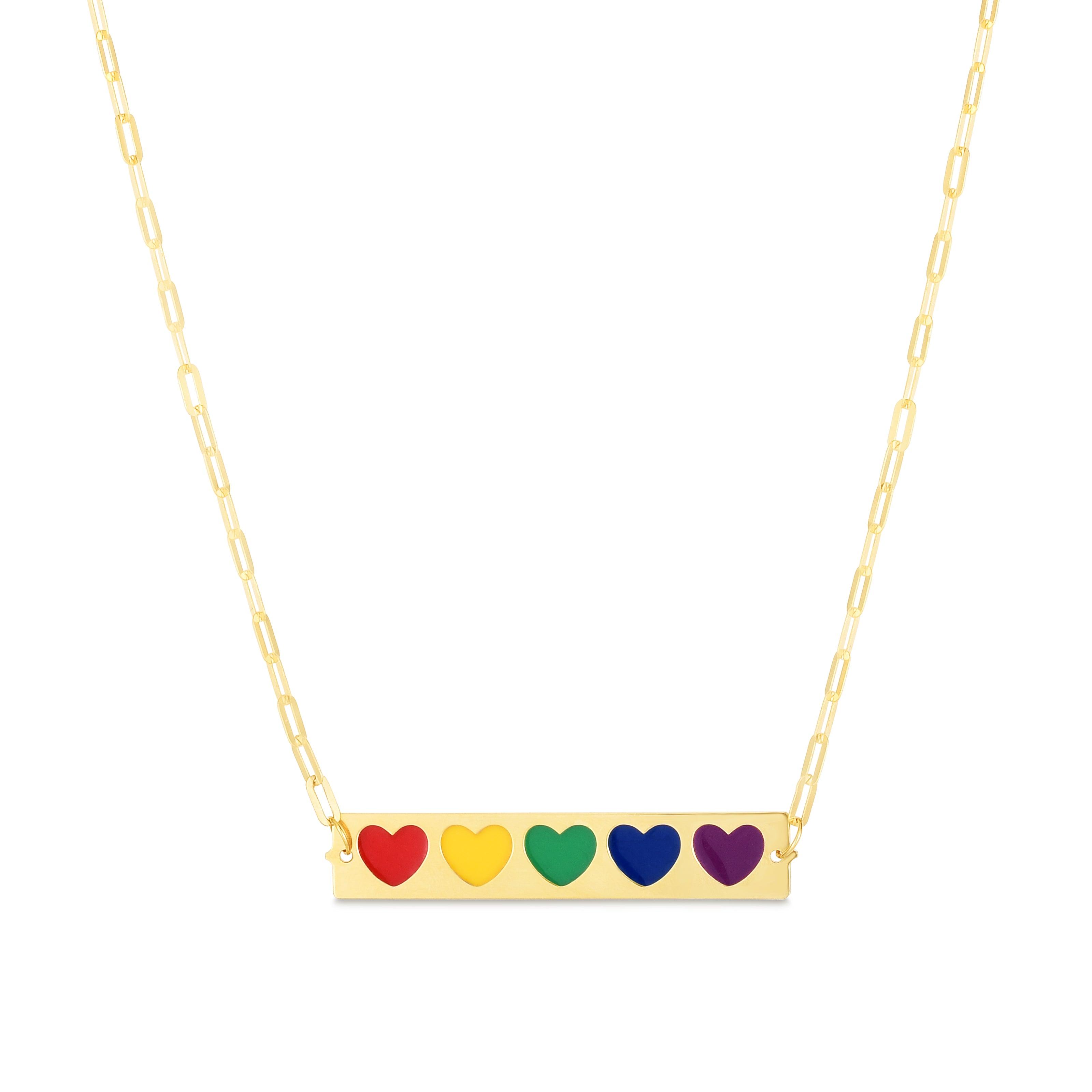 14K Rainbow Enamel Bar Necklace - Johnny Dang & Co