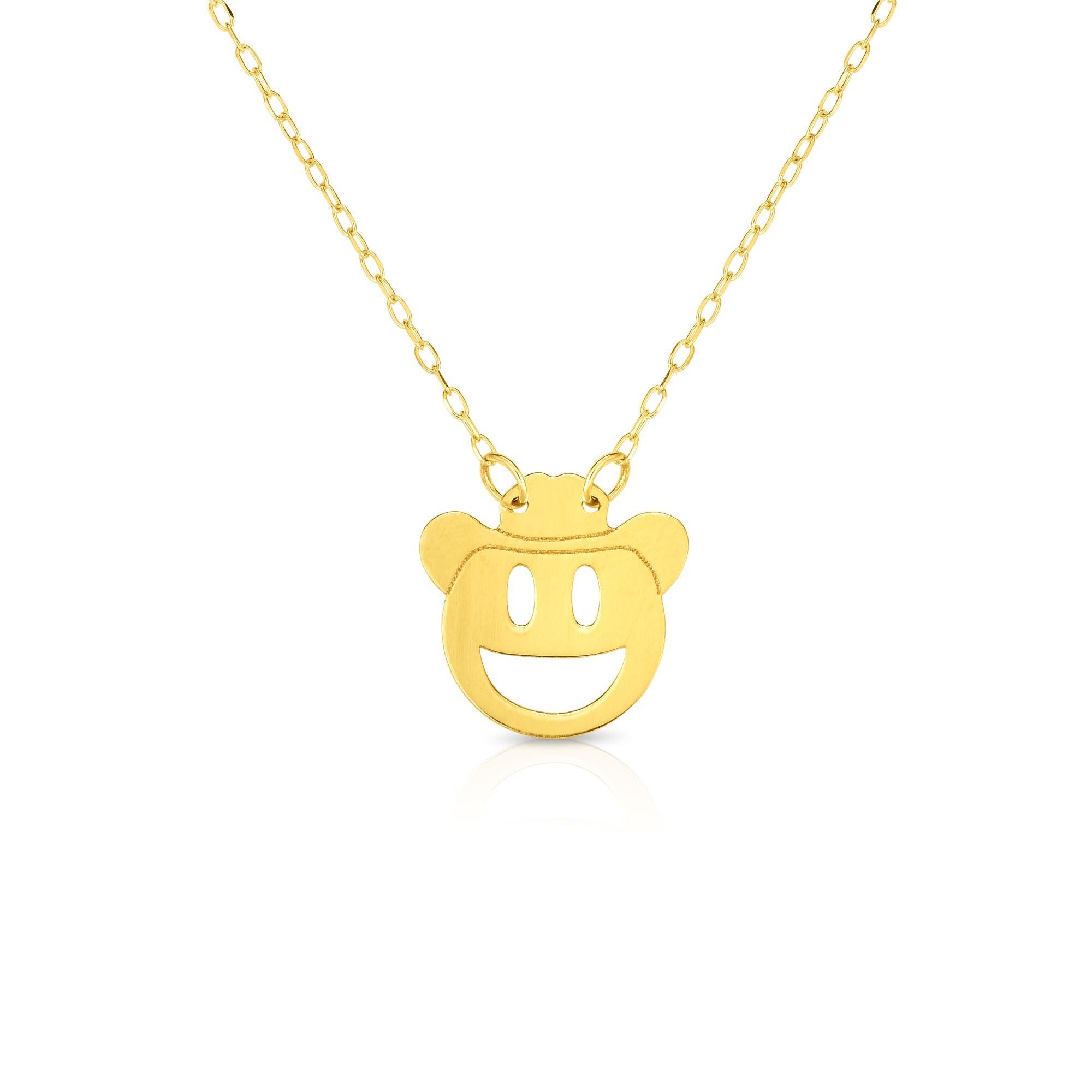 14K Gold Cowboy Emoji Charm Style Choker Necklace - Johnny Dang & Co