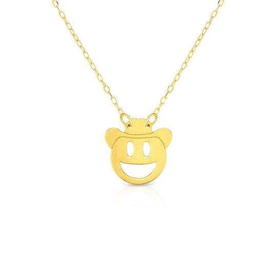 14K Gold Cowboy Emoji Charm Style Choker Necklace - Johnny Dang & Co
