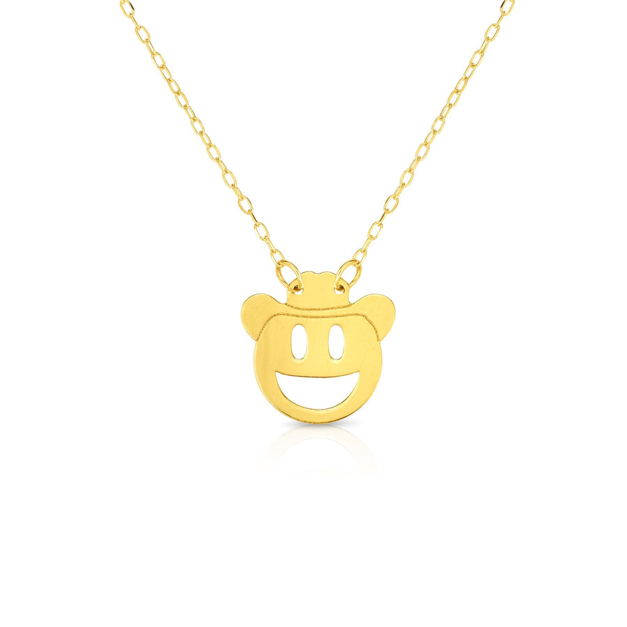 14K Gold Cowboy Emoji Charm Style Choker Necklace