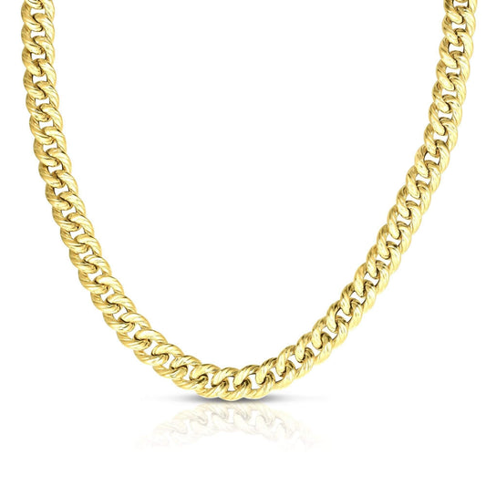 14kt Gold 7.75 inches Yellow Finish 11.2mm Fancy Curb Bracelet with Snap Clasp - Johnny Dang & Co