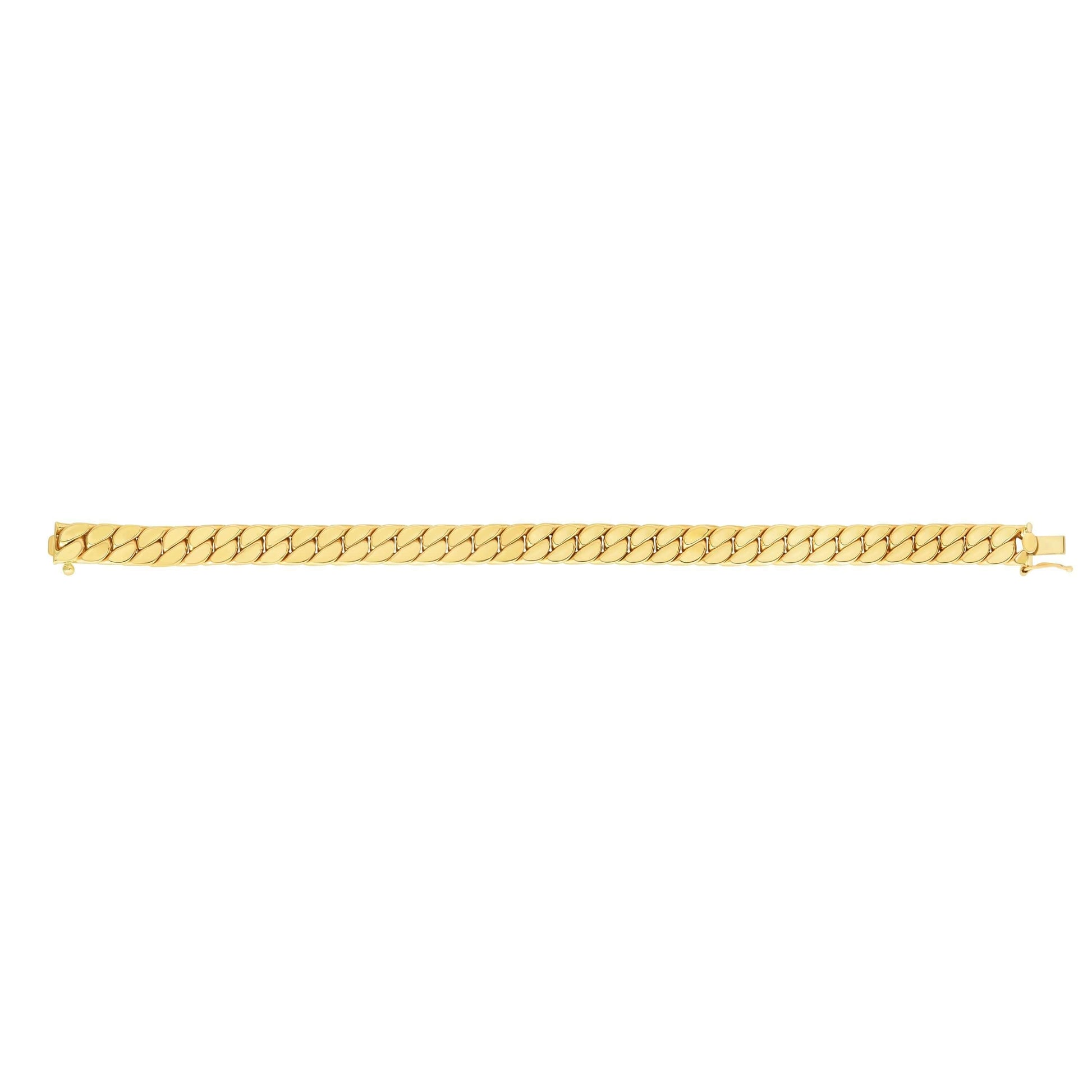 14kt Gold 8 inches Yellow Finish 8mm Polished Miami Cuban Bracelet with Box+Figure 8 Clasp - Johnny Dang & Co