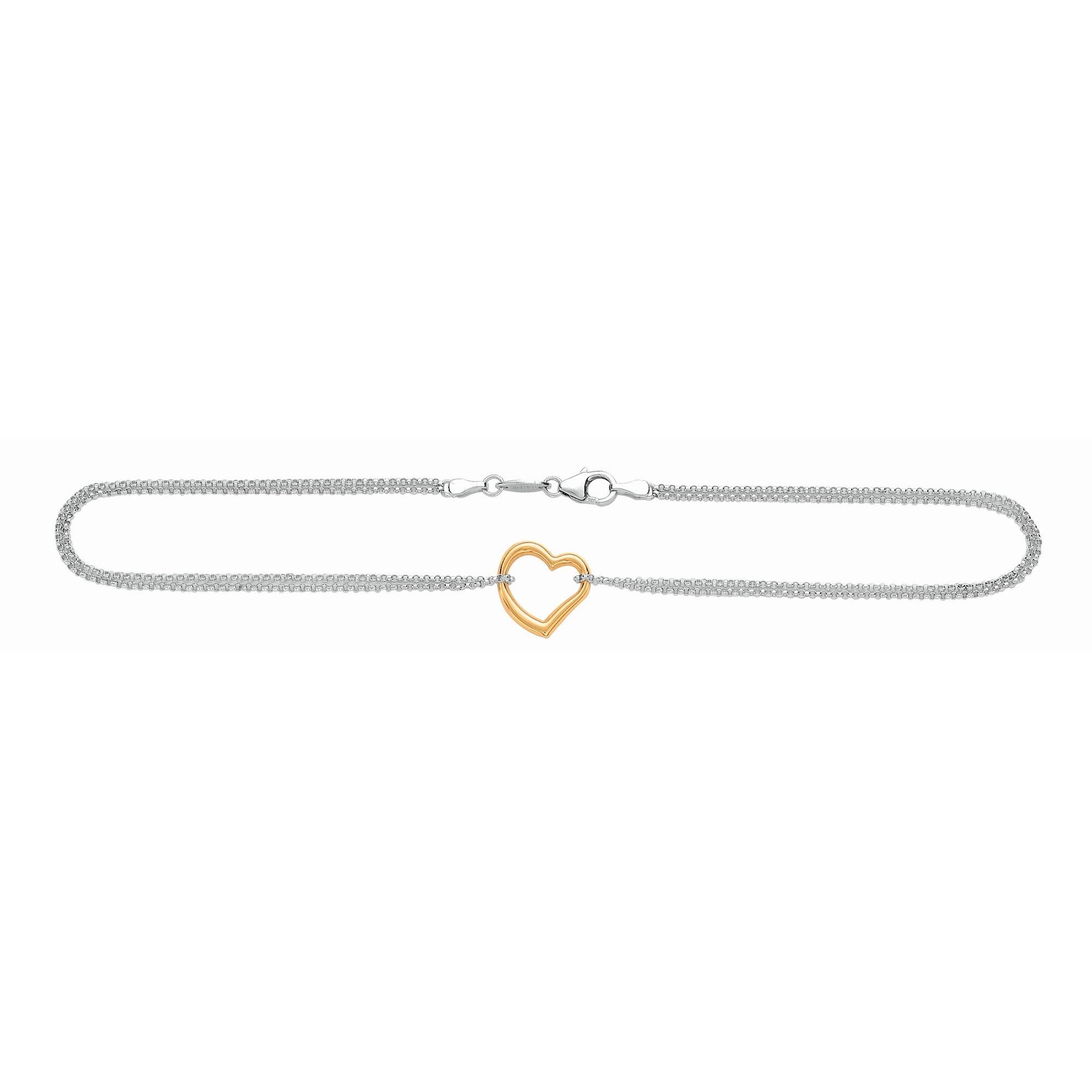 14K & Silver Heart Anklet - Johnny Dang & Co