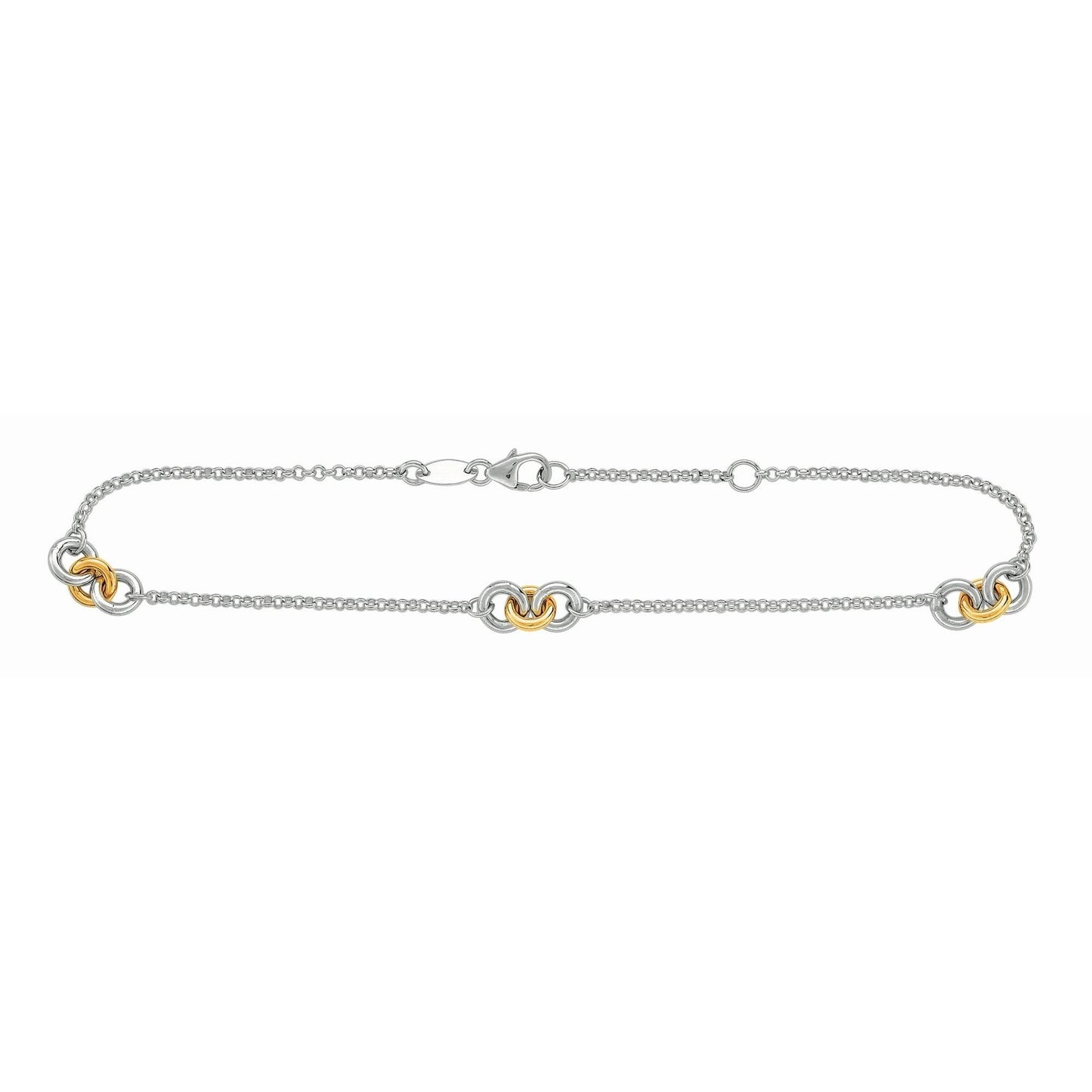 14K & Silver Stationed Circles Anklet - Johnny Dang & Co