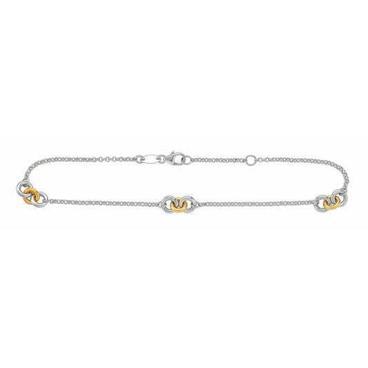 14K & Silver Stationed Circles Anklet - Johnny Dang & Co