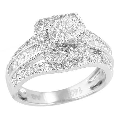 14KW 2.00CTW DIAMOND V-PRONG QUAD HEAD RING WITH H - Johnny Dang & Co