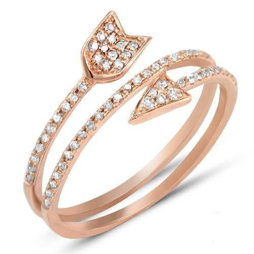 14KW 0.40 CTTW DIAMOND DESIGNER ARROW RING - Johnny Dang & Co
