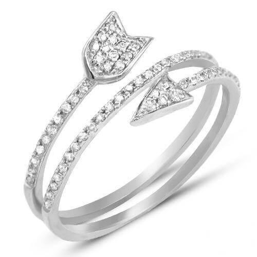 14KW 0.40 CTTW DIAMOND DESIGNER ARROW RING - Johnny Dang & Co