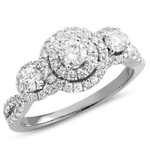 14KW 1.00CTW DIAMOND 3-STONE RING - Johnny Dang & Co