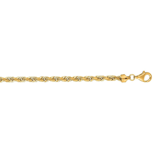 14kt 22 inches Yellow Gold 5.0mm Shiny Solid Diamond Cut Royal Rope Chain with Lobster Clasp - Johnny Dang & Co