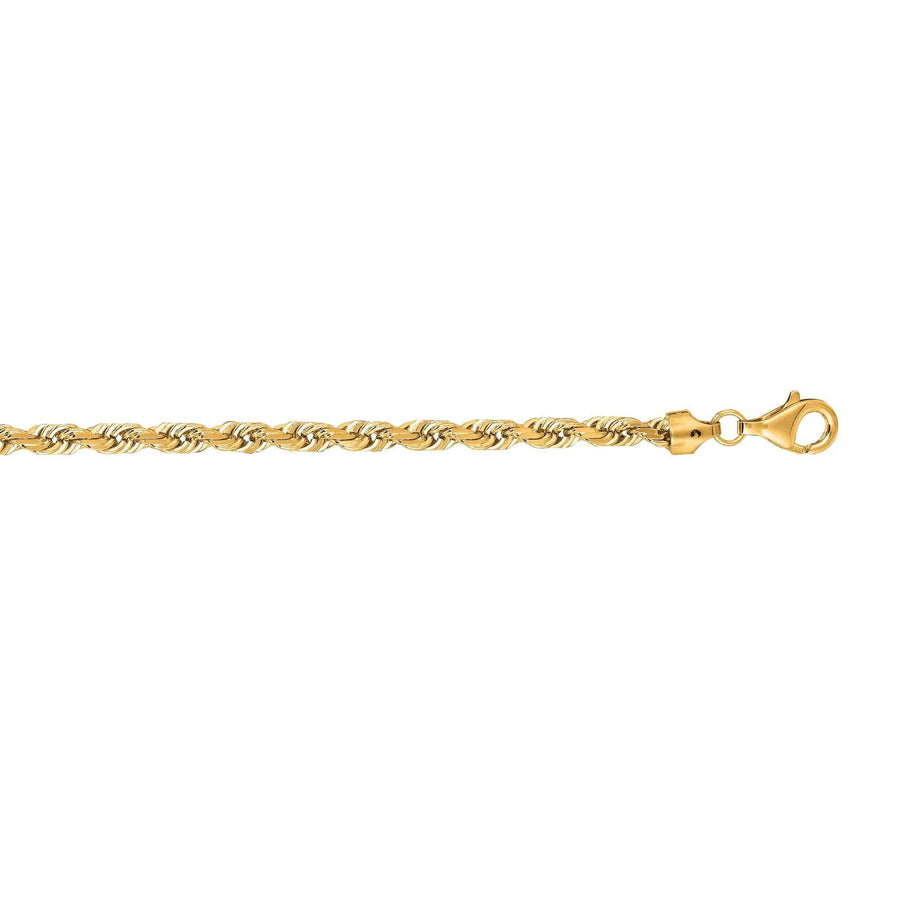 14kt 22 inches Yellow Gold 5.0mm Shiny Solid Diamond Cut Royal Rope Chain with Lobster Clasp