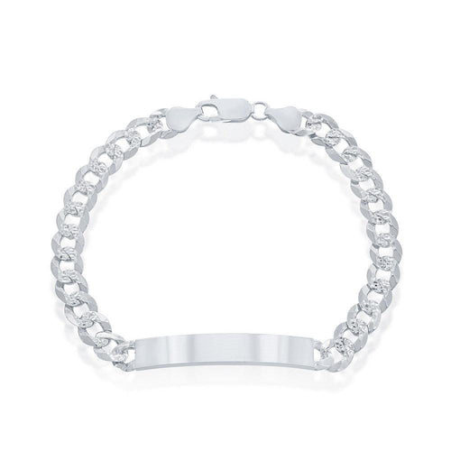 Sterling Silver 7mm Pave Curb Chain ID Bracelet