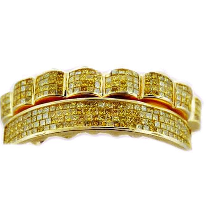 PRINCESS CUT YELLOW DIAMONDS SET IN INVISIBLE SET [TVJ S107] - Johnny Dang & Co