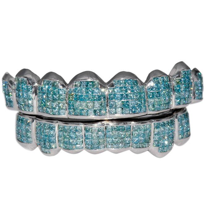 CUSTOM SKY BLUE DIAMOND HAND SET GRILL FOR TYGA [S161506-3A] - Johnny Dang & Co
