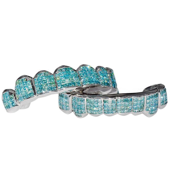 CUSTOM SKY BLUE DIAMOND HAND SET GRILL FOR TYGA [S161506-3A] - Johnny Dang & Co