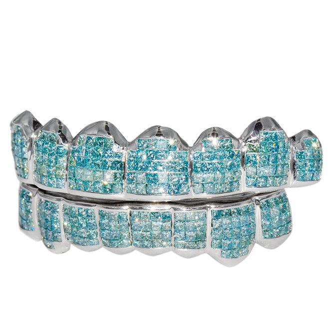 CUSTOM SKY BLUE DIAMOND HAND SET GRILL FOR TYGA [S161506-3A] - Johnny Dang & Co