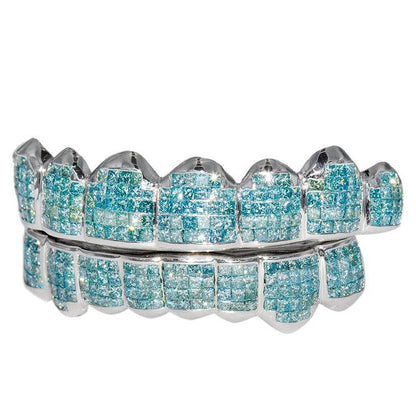 CUSTOM SKY BLUE DIAMOND HAND SET GRILL FOR TYGA [S161506-3A] - Johnny Dang & Co