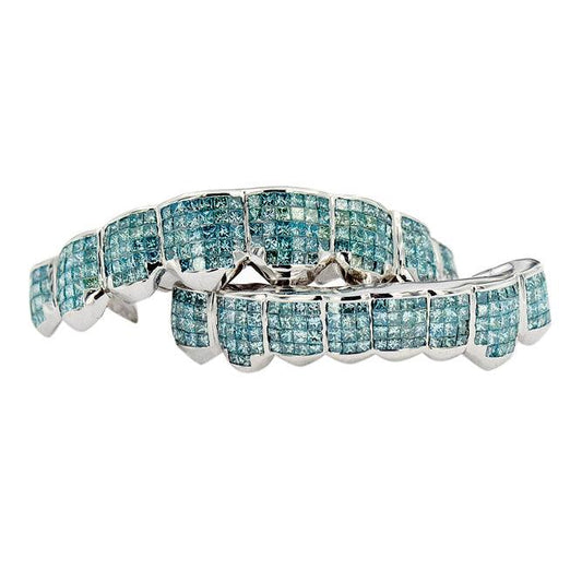 CUSTOM SKY BLUE DIAMOND HAND SET GRILL FOR TYGA [S161506-3A] - Johnny Dang & Co