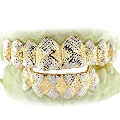 JDTK-S161602-1A Deep Diamond Cuts Two Tone Grillz - Johnny Dang & Co