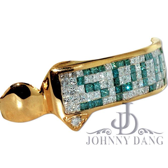 Princess Cut Invisible Handset Diamond Grill with Initials - S5063 - Johnny Dang & Co