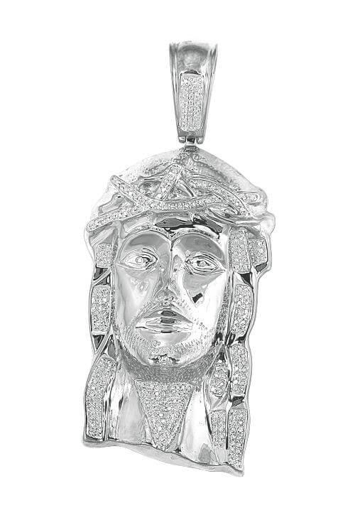 10KW 0.75CTW DIAMOND JESUS HEAD PENDANT - Johnny Dang & Co