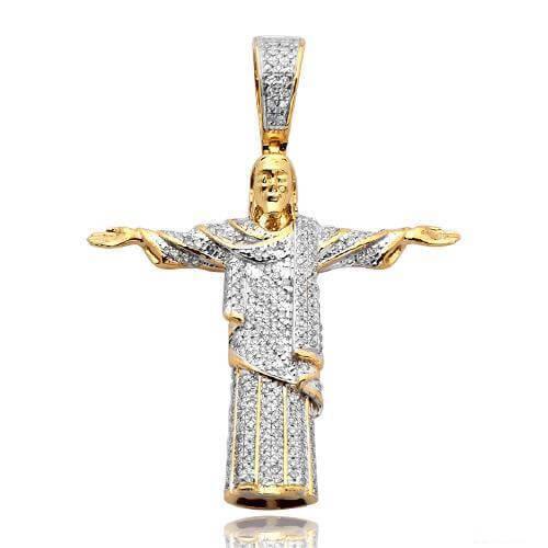 10KY 0.50CTW DIAMOND BRAZILIAN JESUS PENDANT - Johnny Dang & Co