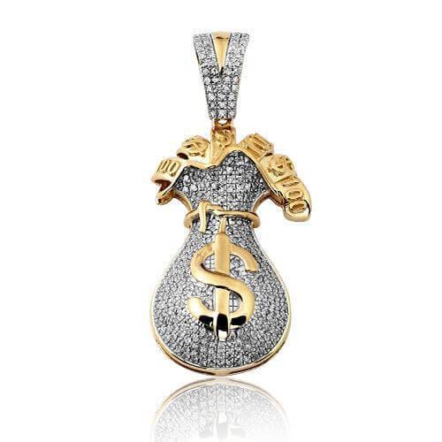 10KY 0.75CTW DIAMOND MONEY BAG PENDANT - Johnny Dang & Co
