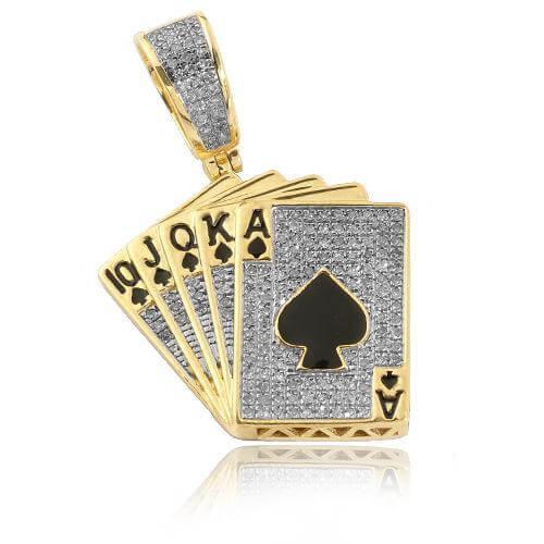 10KY 0.50CTW DIAMOND PLAYING CARDS PENDANT - Johnny Dang & Co