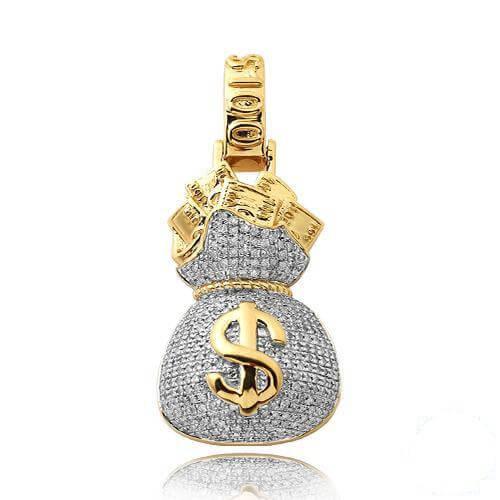 10KY 0.85CTW DIAMOND MONEY BAG PENDANT - Johnny Dang & Co