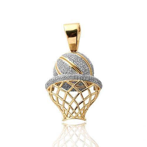 10KY 1.00CTW DIAMOND BASKETBALL WITH HOOP PENDANT - Johnny Dang & Co