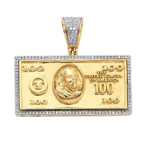 10KY 0.40CTW DIAMOND $100 BILL PENDANT - Johnny Dang & Co