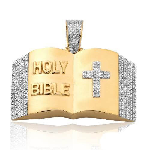 10KY 1.35CTW DIAMOND BIBLE PENDANT