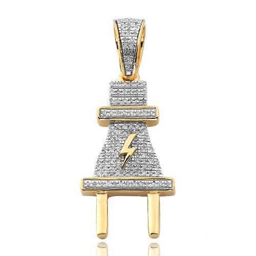 10KY 0.40CTW DIAMOND PLUG WITH LIGHTNING BOLT - Johnny Dang & Co