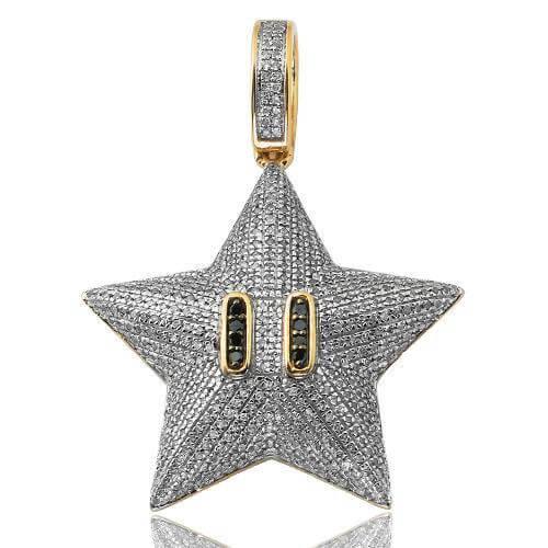 10KY 0.80CTW BLACK AND WHITE DIAMOND STAR PENDANT - Johnny Dang & Co