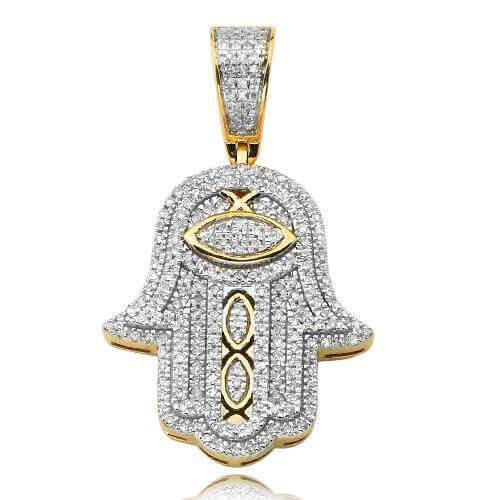 10KY 0.45CTW DIAMOND HAMZA PENDANT - Johnny Dang & Co