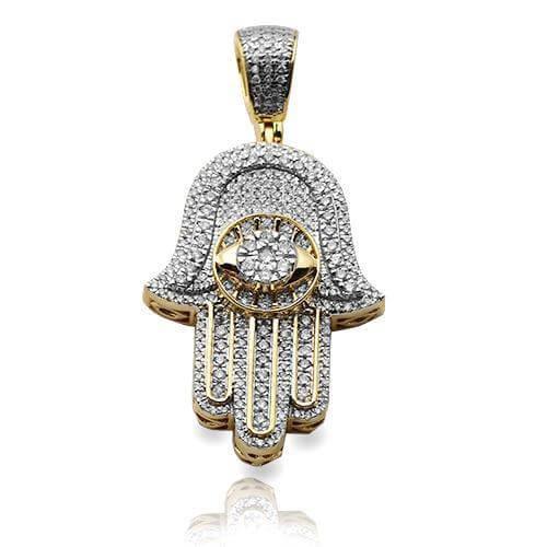 10KY 0.75CTW DIAMOND HAMZA PENDANT WITH V-PRONG FL - Johnny Dang & Co