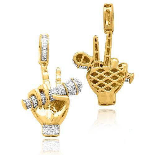 10KY 0.20CTW DIAMOND 'MIC IN HAND' PENDANT - Johnny Dang & Co