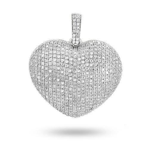14KW 1.00CTW DIAMOND PUFFED HEART PENDANT - LARGE - Johnny Dang & Co