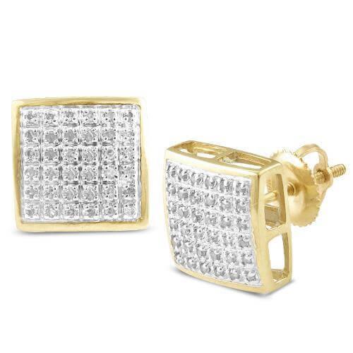 10KY 0.20CTW DIAMOND SQUARE DOME EARRINGS - Johnny Dang & Co