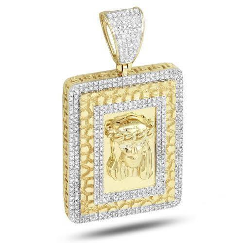 10KY 1.30CTW DIAMOND JESUS DOGTAG WITH NUGGET - Johnny Dang & Co