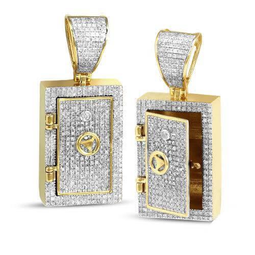 10KY 1.00CTW DIAMOND VAULT SAFE PENDANT - Johnny Dang & Co