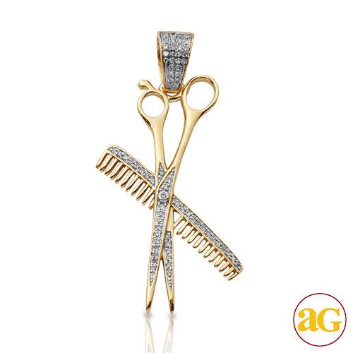 10KY 0.33CTW DIAMOND BARBER SCISSORS AND COMB SET - Johnny Dang & Co