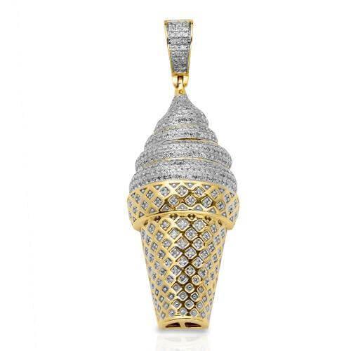 10KY 0.90CTW DIAMOND ICE CREAM CONE PENDANT - Johnny Dang & Co