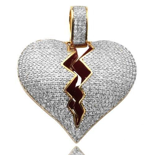 10KY 1.40CTW DIAMOND BROKEN HEART PENDANT - HOLLOW - Johnny Dang & Co